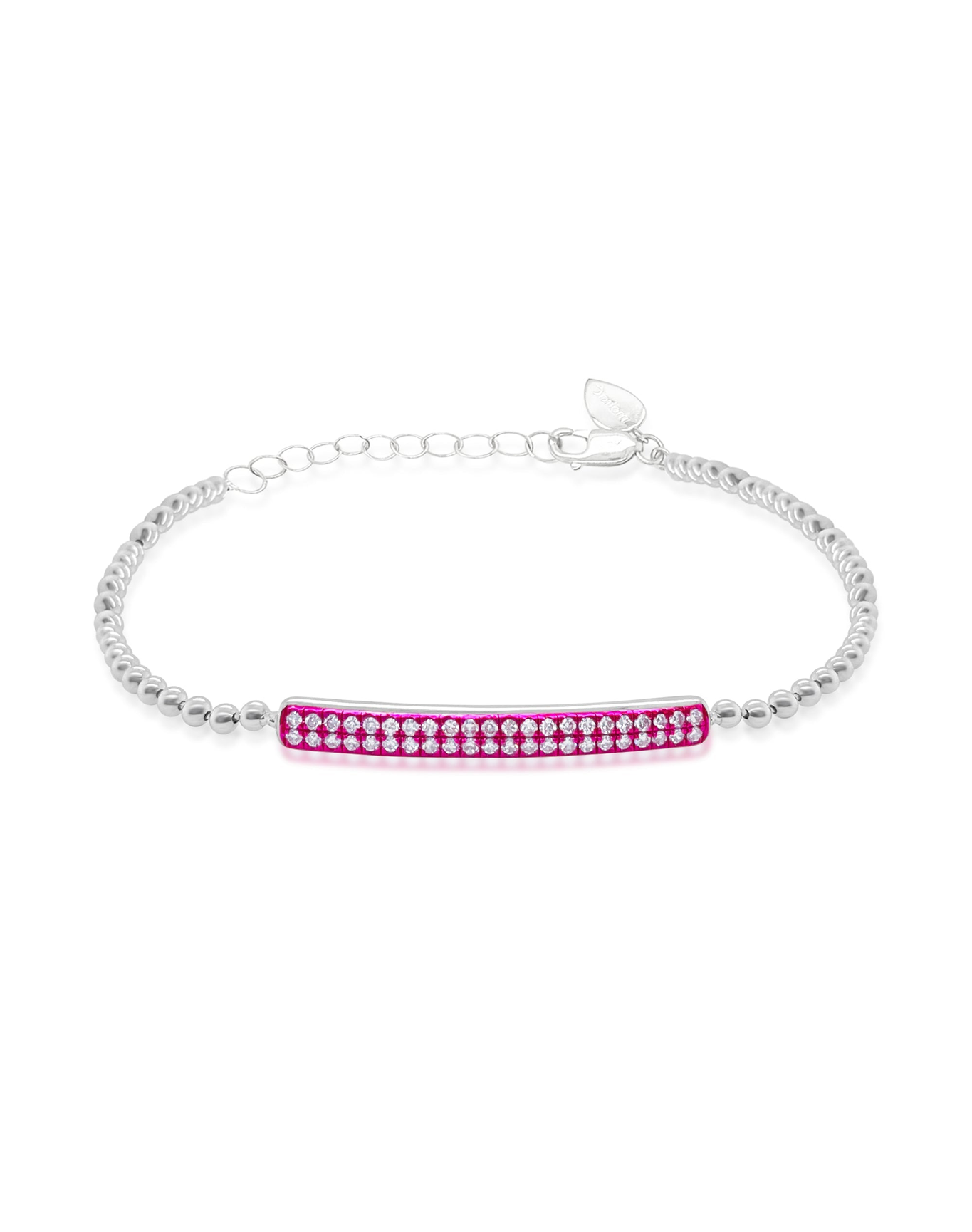 Electric Pink Diamond Bar Bracelet | 14k White Gold