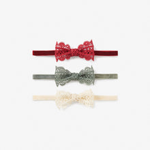 Girls | Holiday Lacey Bow Baby Headband 3PK | Multi