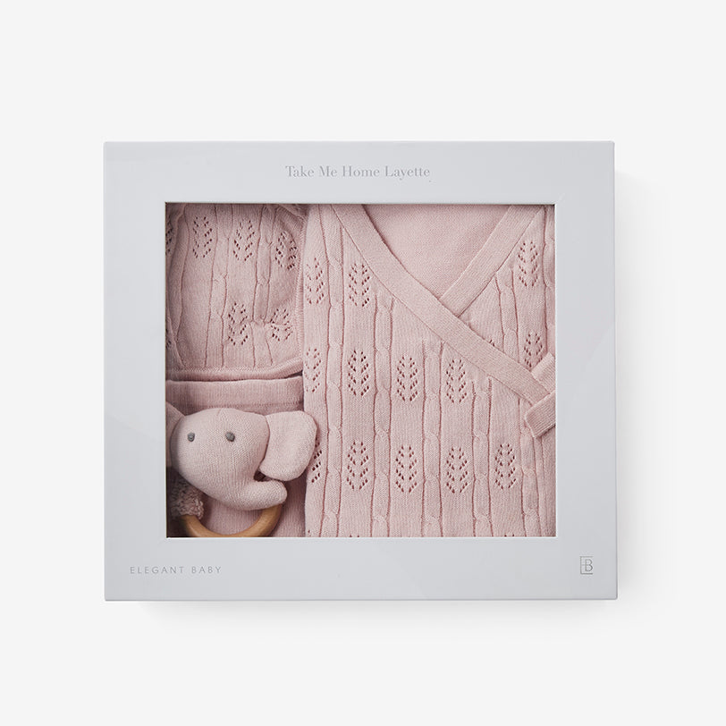 Unisex | Blush Pink Baby Layette Set w. Box | Pink