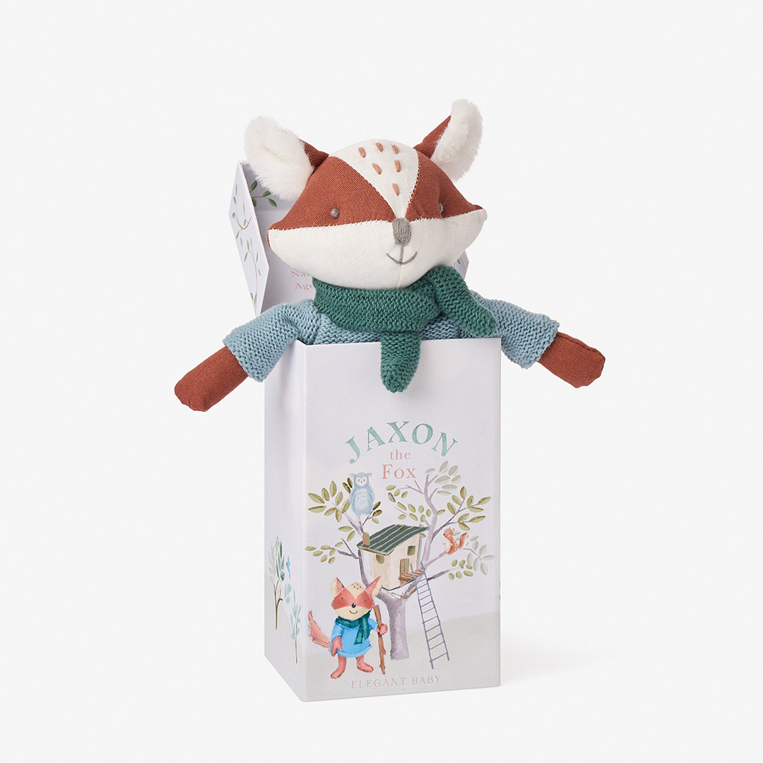 Unisex | 10" Jaxon the Fox Linen Toy Boxed | Blue