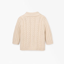 Unisex | Wheat Horseshoe Cable Knit Baby Cardigan | Wheat