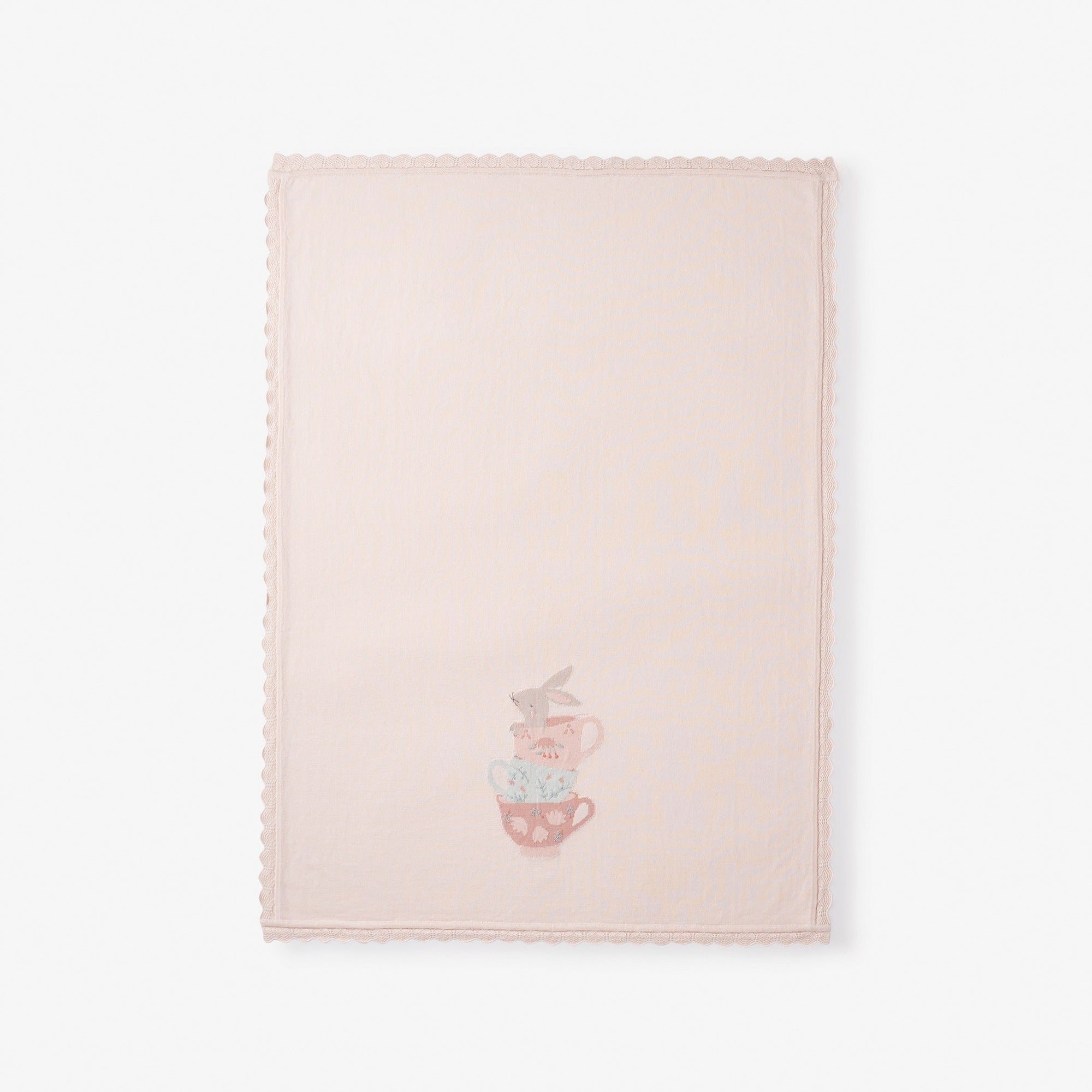 Girls | Tea Party Cotton Knit Blanket | Pink