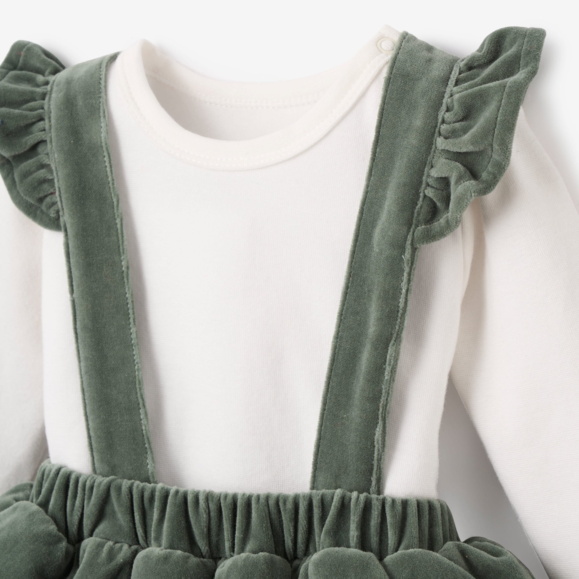Girls | Velvet Jumper Skirt Set | Green