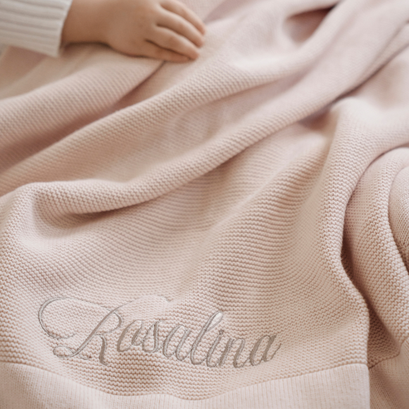 Girls | Pale Pink Sofia + Finn Knit Baby Blanket | Pink