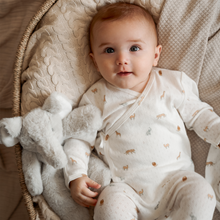 Unisex | Neutral Safari Print Organic Cotton Pointelle Layette 2 Pc Gift Set | Multi