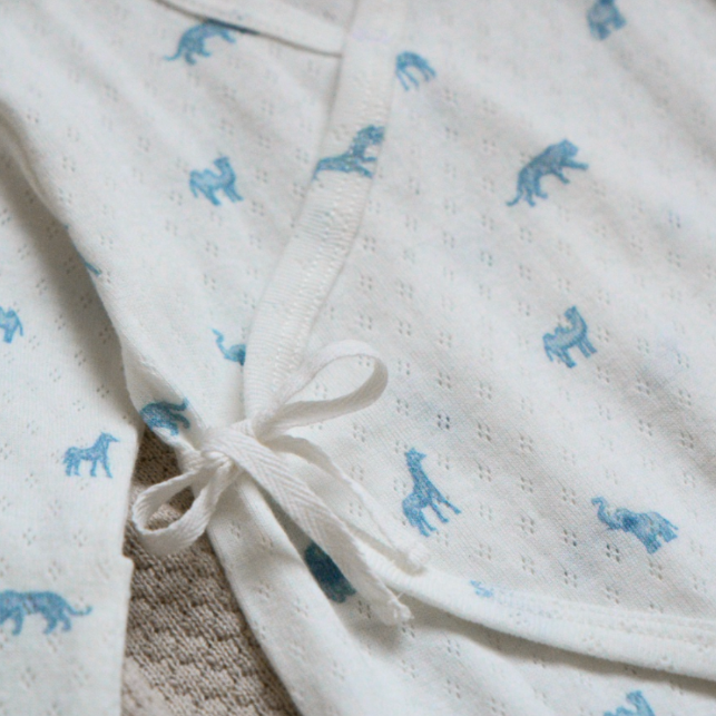 Boys | Blue Safari Print Organic Cotton Pointelle Layette 2 Pc Gift Set | Blue