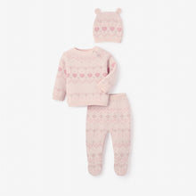 Girls | Love Fairisle Sweater, Footed Pant + Hat Set 3pc | Pink