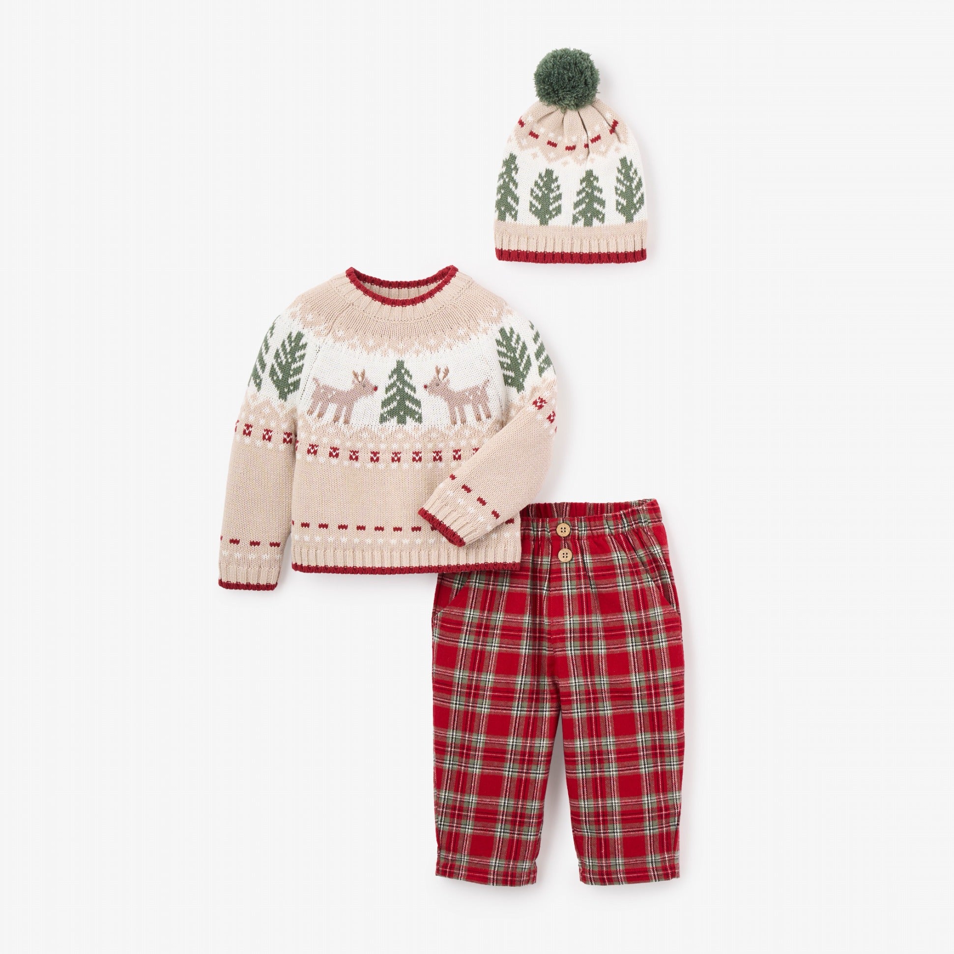 Unisex | Holiday Fairisle Sweater + Tartan Pant Set | Multi