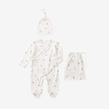 Boys | Blue Safari Print Organic Cotton Pointelle Layette 2 Pc Gift Set | Blue