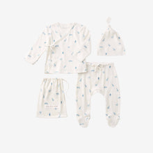 Boys | Blue Safari Print Organic Cotton Pointelle Layette 3 Pc Gift Set | Blue