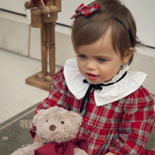 Girls | Holiday Red Tartan Dress w. Pleated Collar | Red