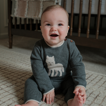 Boys | Wolf Knit Baby Jumpsuit | Dark Gray