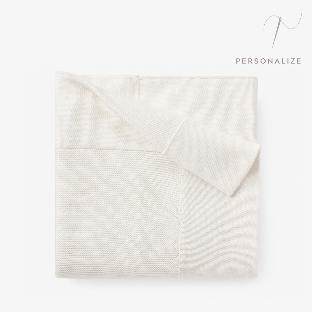 Unisex | White Sofia + Finn Knit Baby Blanket | White