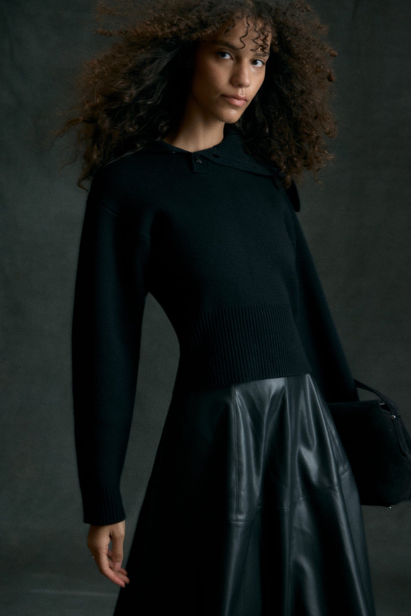 Shelby | Elijah Foldover Button-Collar Sweater in Size Small