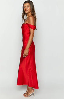Ella Off Shoulder Formal Dress | Red