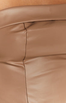 Ellie Strapless PU Mini Dress | Brown
