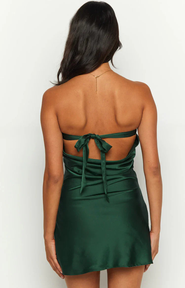Ellie Strapless Mini Dress | Forest Green