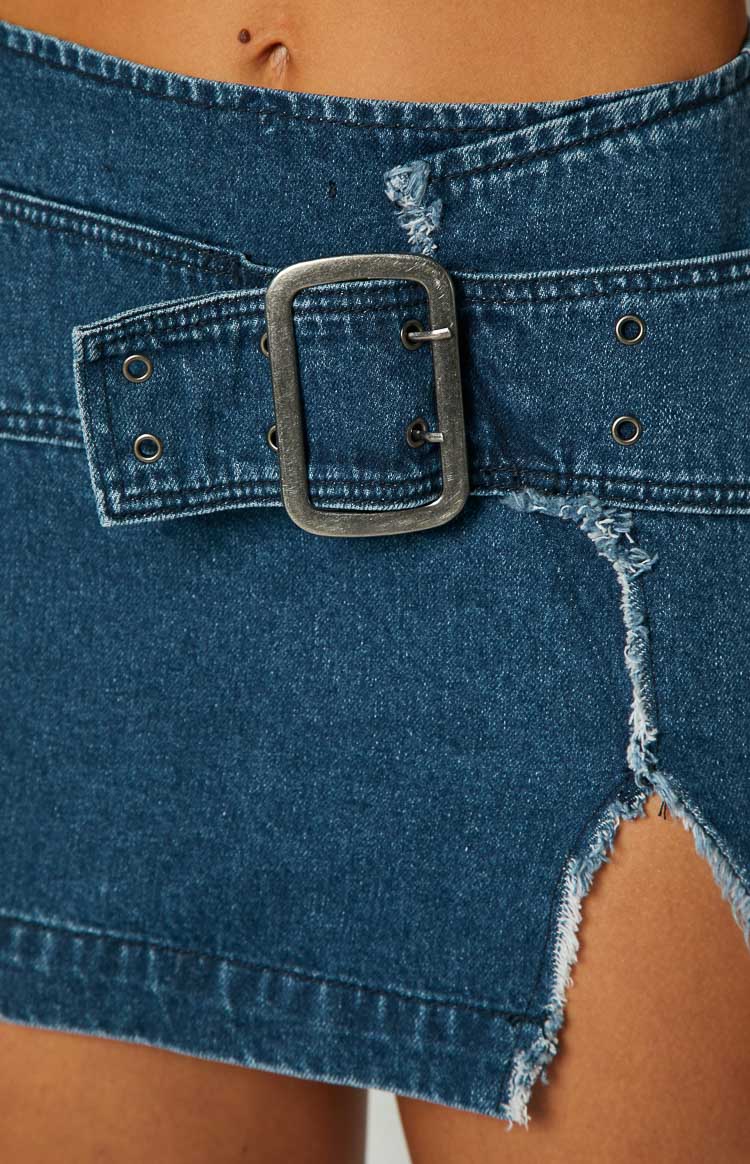 Elouise Buckle Mini Skirt | Denim