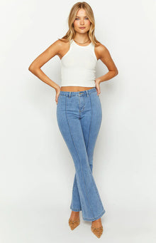 Elowen Flared Denim Jeans | Mid Wash