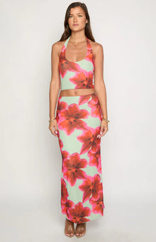 Elsa Floral Maxi Skirt | Green