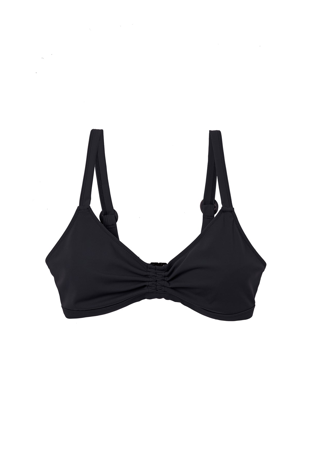 Olivia Ruched Triangle Bikini Top | Black