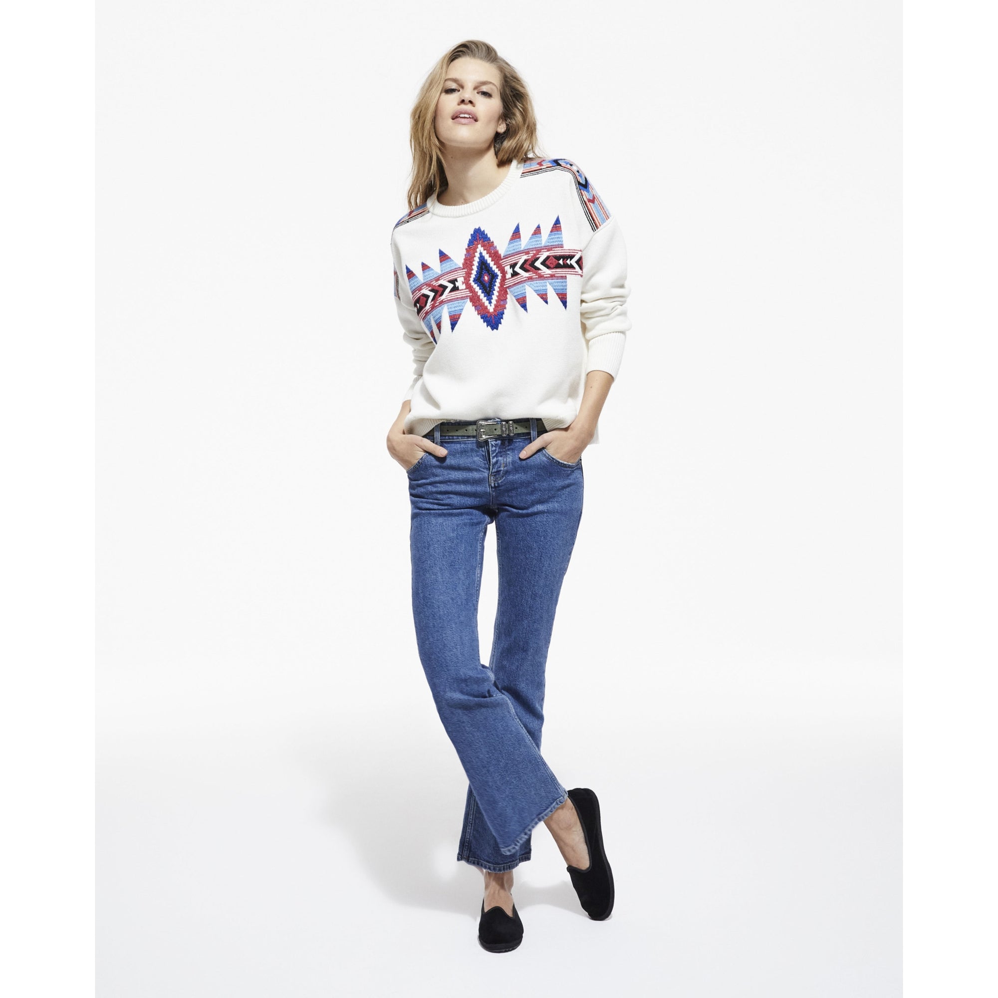 Embroidered Wool Sweater | Women | Off White