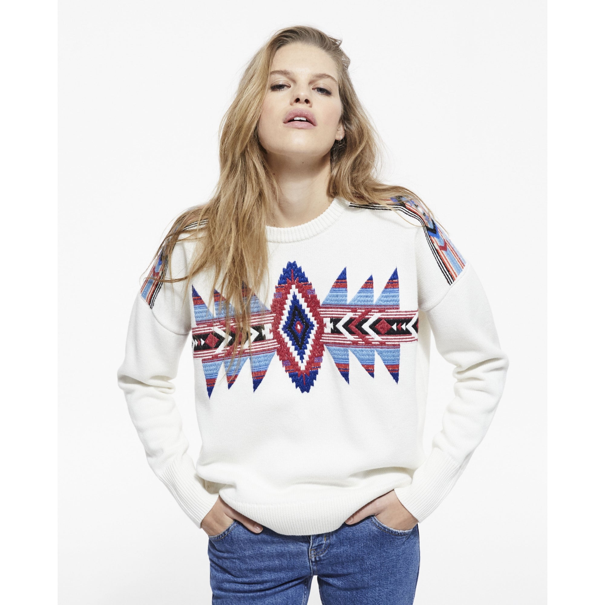 Embroidered Wool Sweater | Women | Off White