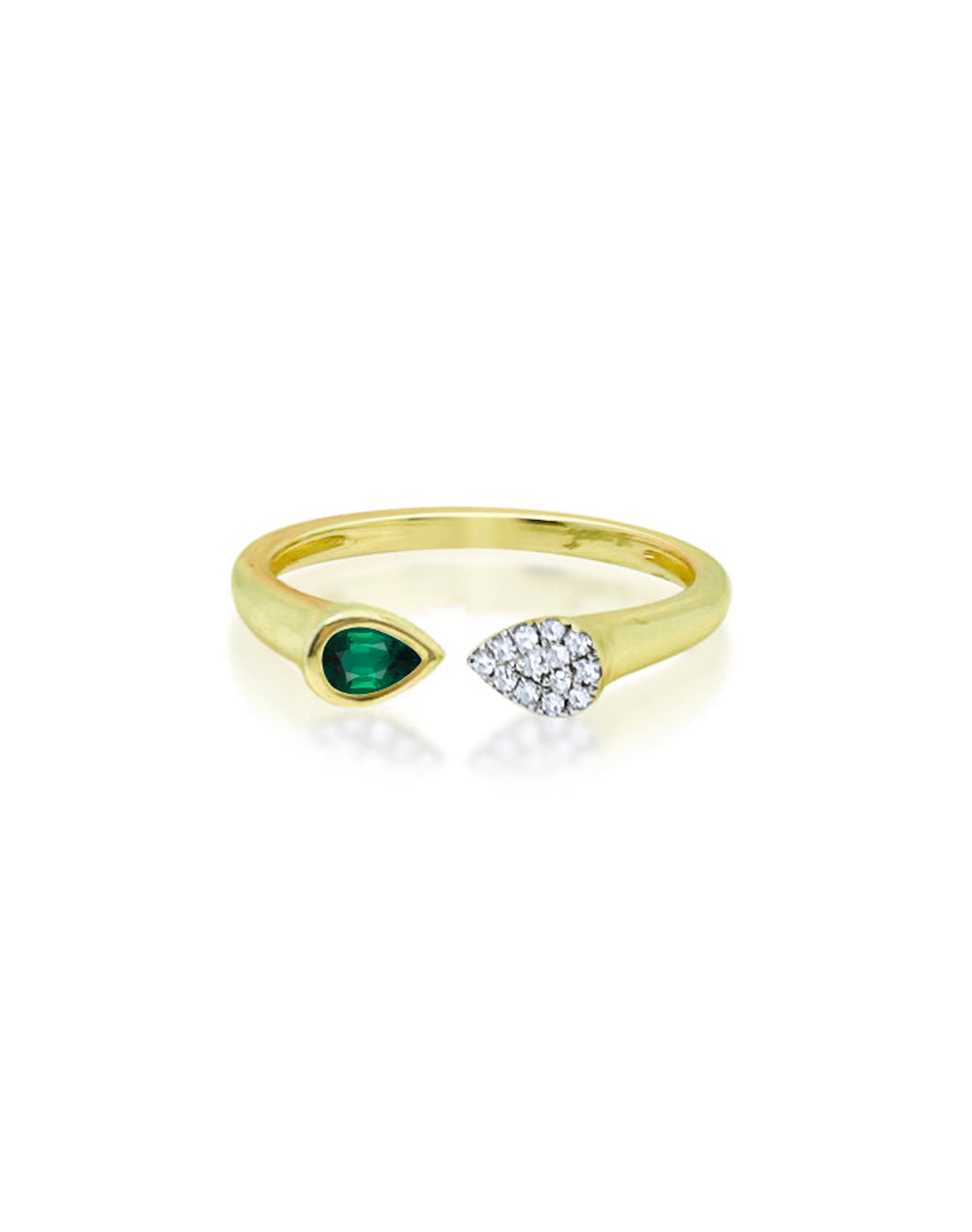 Emerald Open Pave Diamond Ring | Yellow Gold