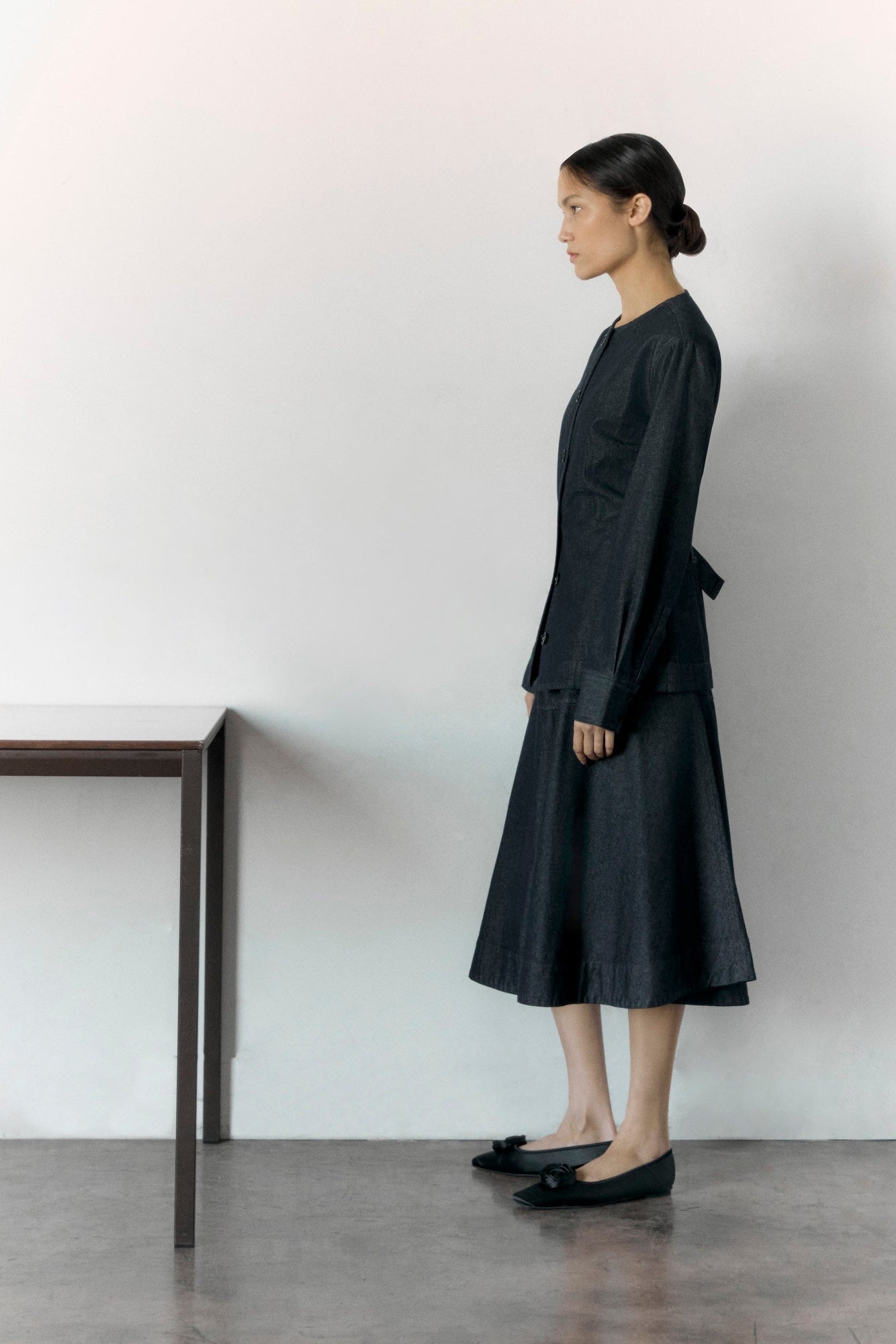 Charlotte | Hyejin A-Line Denim Skirt in Size Small