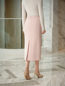 Silk and Wool Skirt | Pink