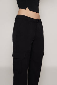 Womens | Crepe Cargo Pants | Black