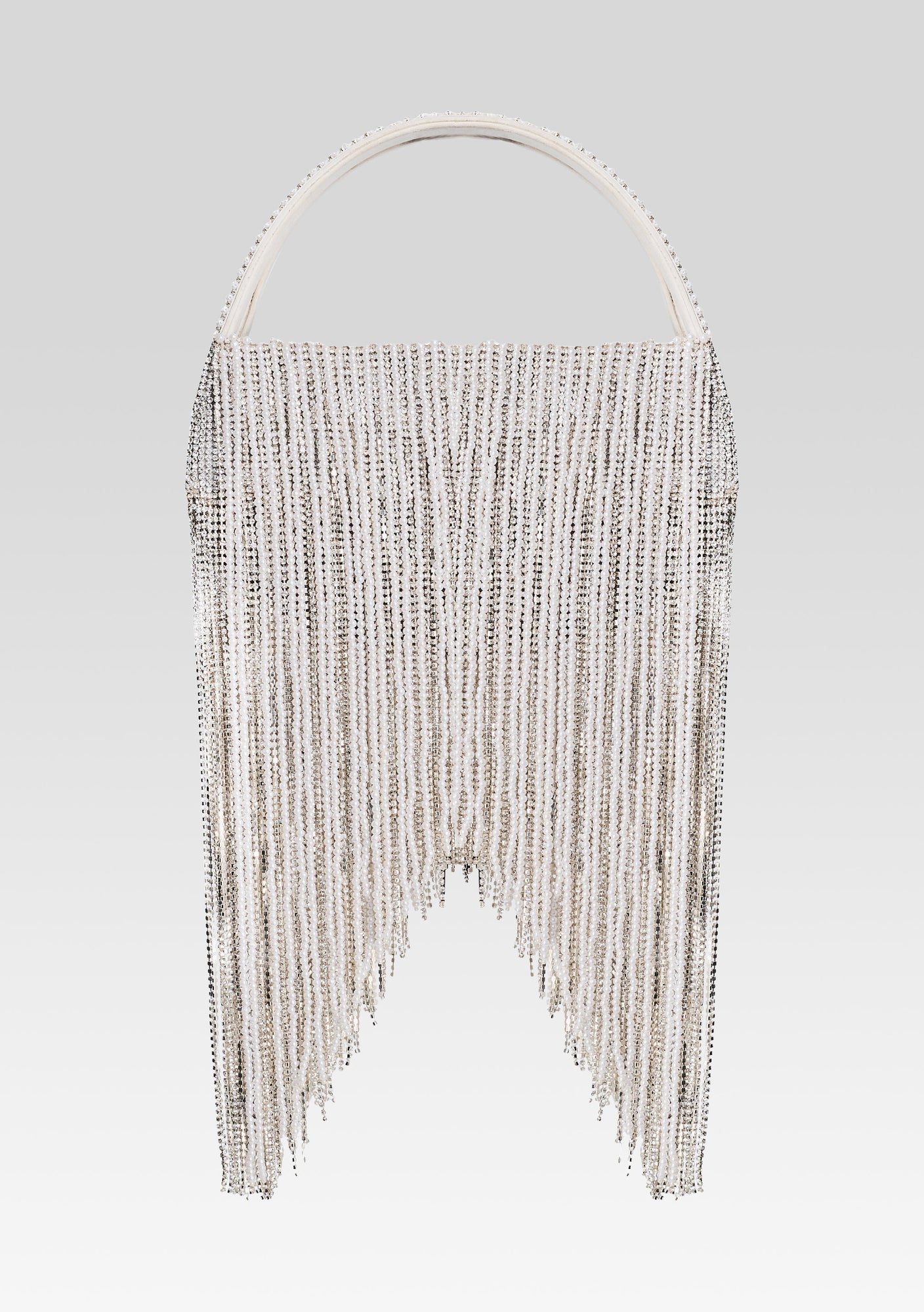 Estel Medium Pearl Fringe Bag | White Pearl