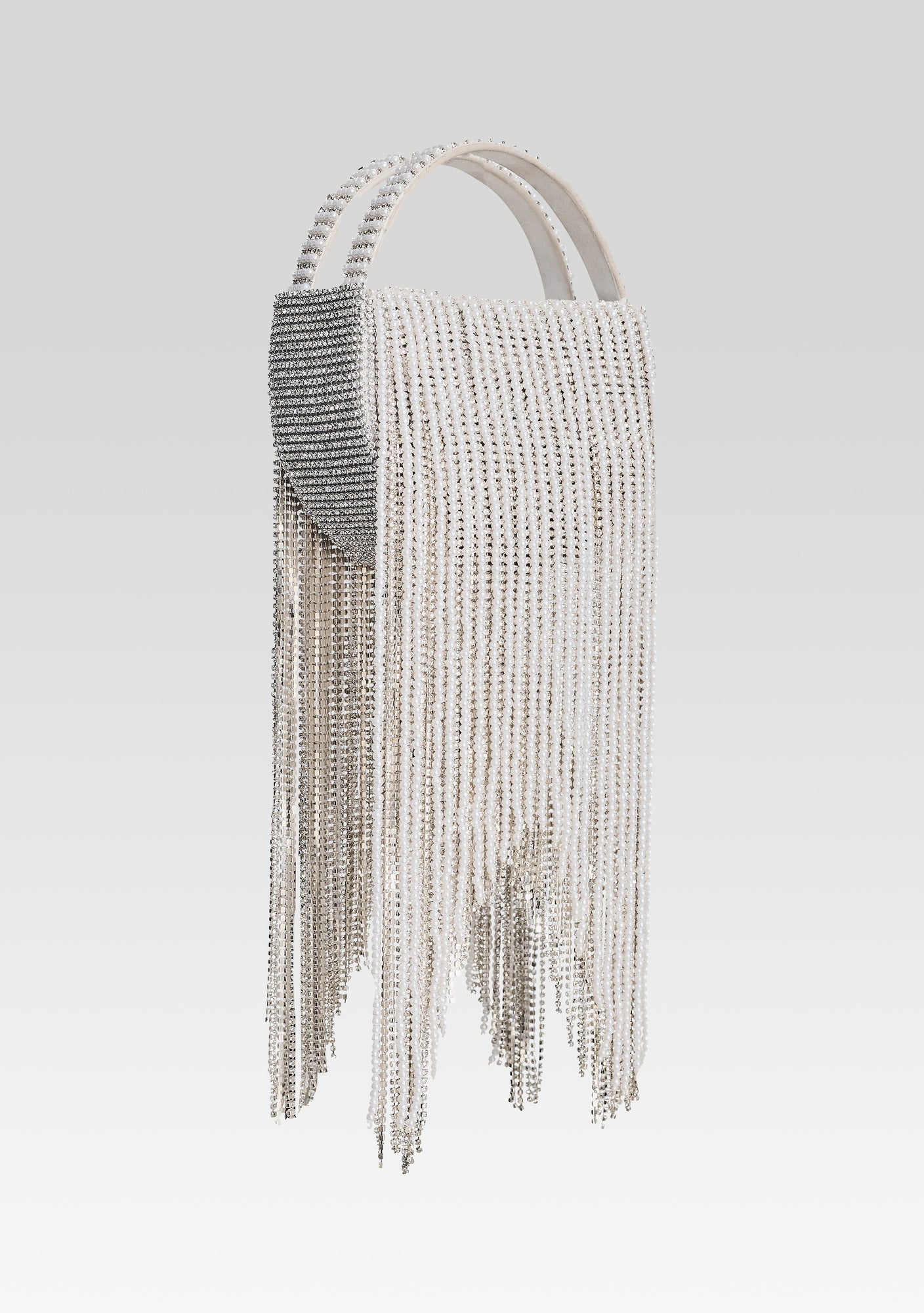 Estel Small Pearl Fringe Bag | White Pearl