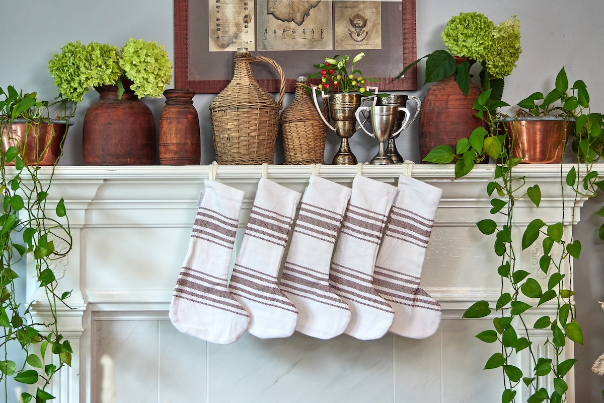 Holiday Stocking | Vintage Merlot Red Stripe | Set of 2