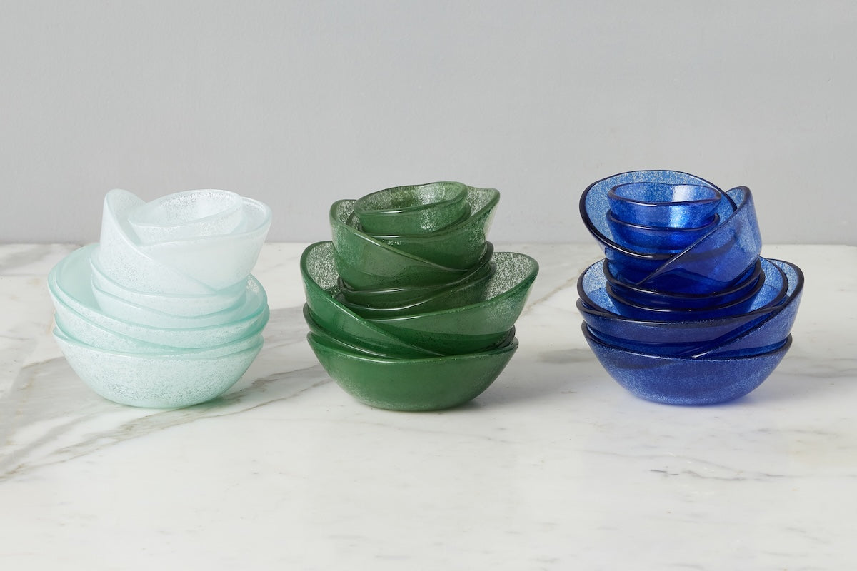 Glass Pinch Pots | Green Tones | Set of 6