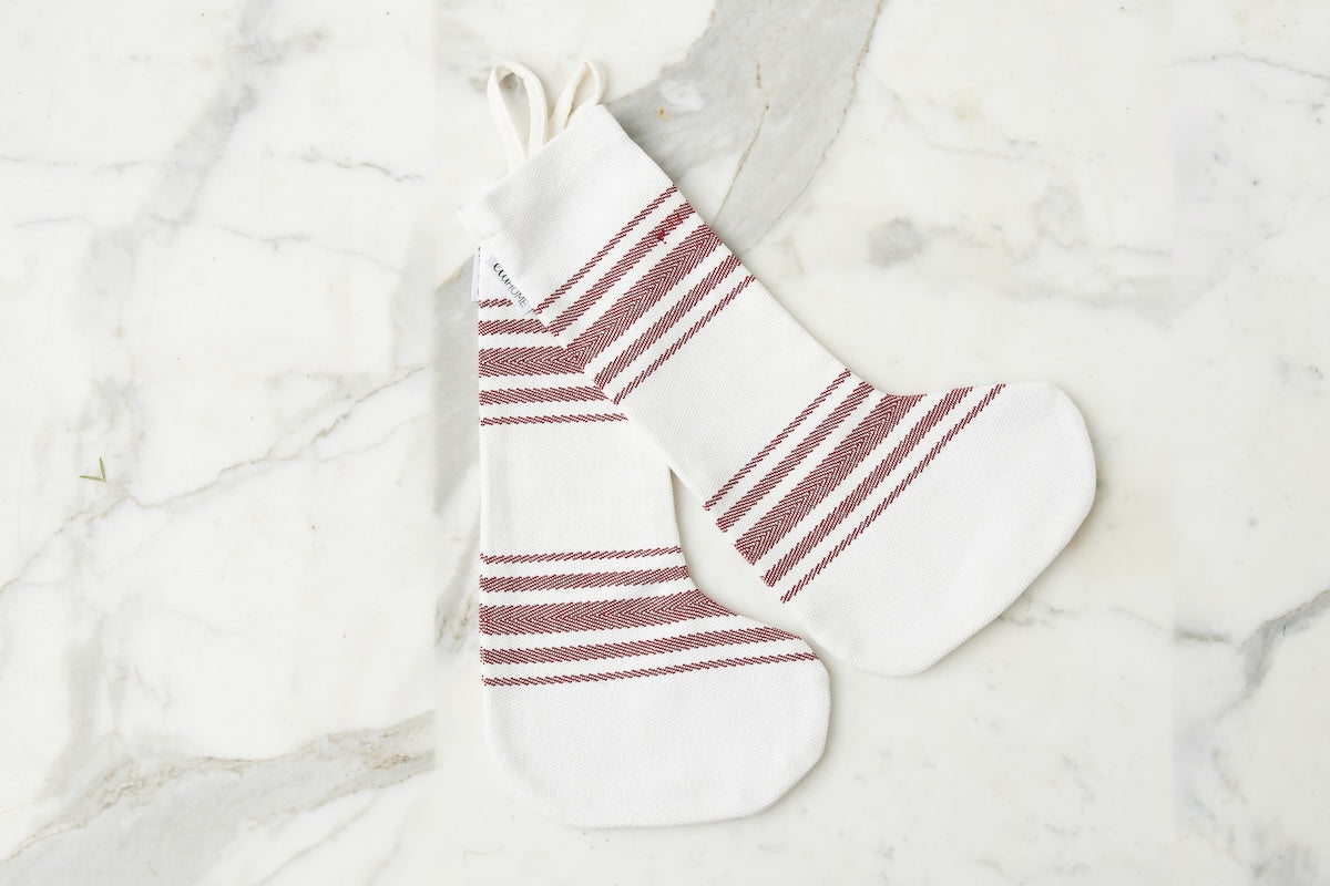 Holiday Stocking | Vintage Merlot Red Stripe | Set of 2