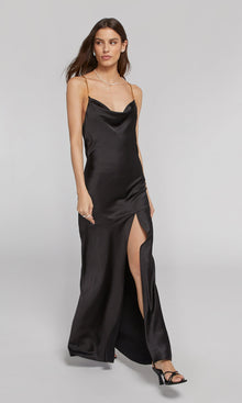 Evie Satin Dress | Black
