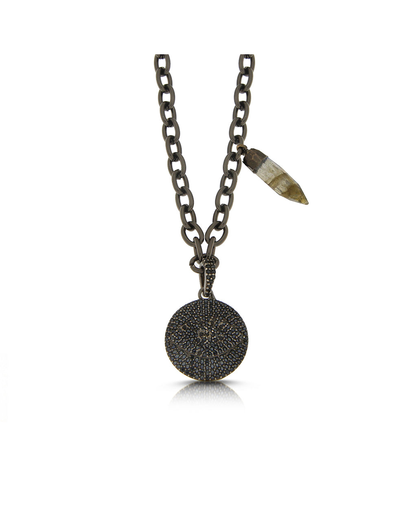 Evil Eye and Labradorite Necklace | Silver & Brass