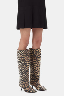 Eyelets Slouchy High Shaft Boots | Leopard