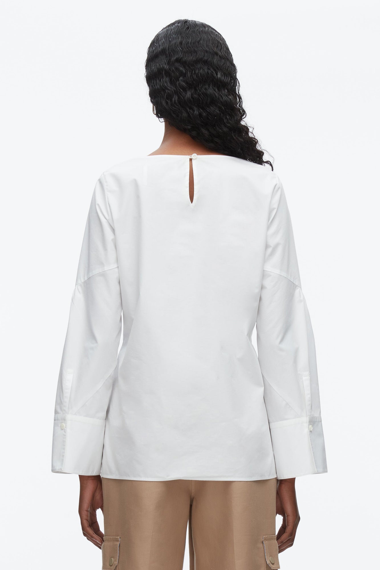 Tie Front Poplin Shirt | White