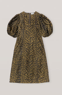 Leopard Jacquard Midi Dress | Olive Drab