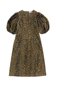 Leopard Jacquard Midi Dress | Olive Drab