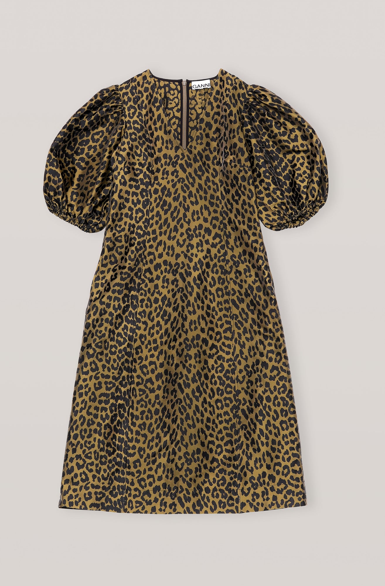 Leopard Jacquard Midi Dress | Olive Drab