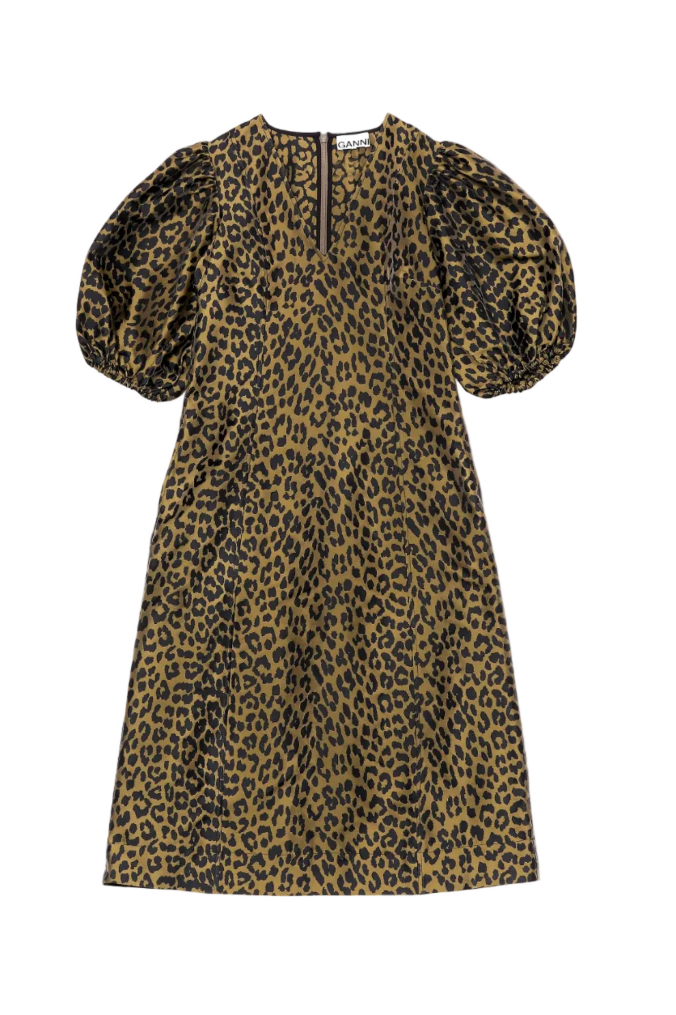 Leopard Jacquard Midi Dress | Olive Drab