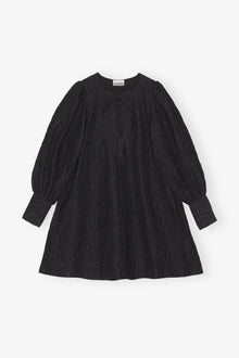 Jacquard Organza A-shaped Mini Dress | Black