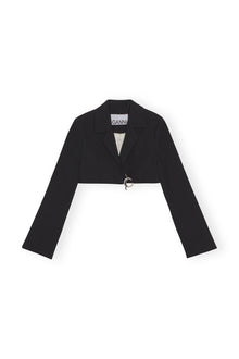 Cotton Suiting Cropped Blazer | Black