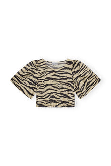 Crinkled Satin Blouse | Pale Khaki