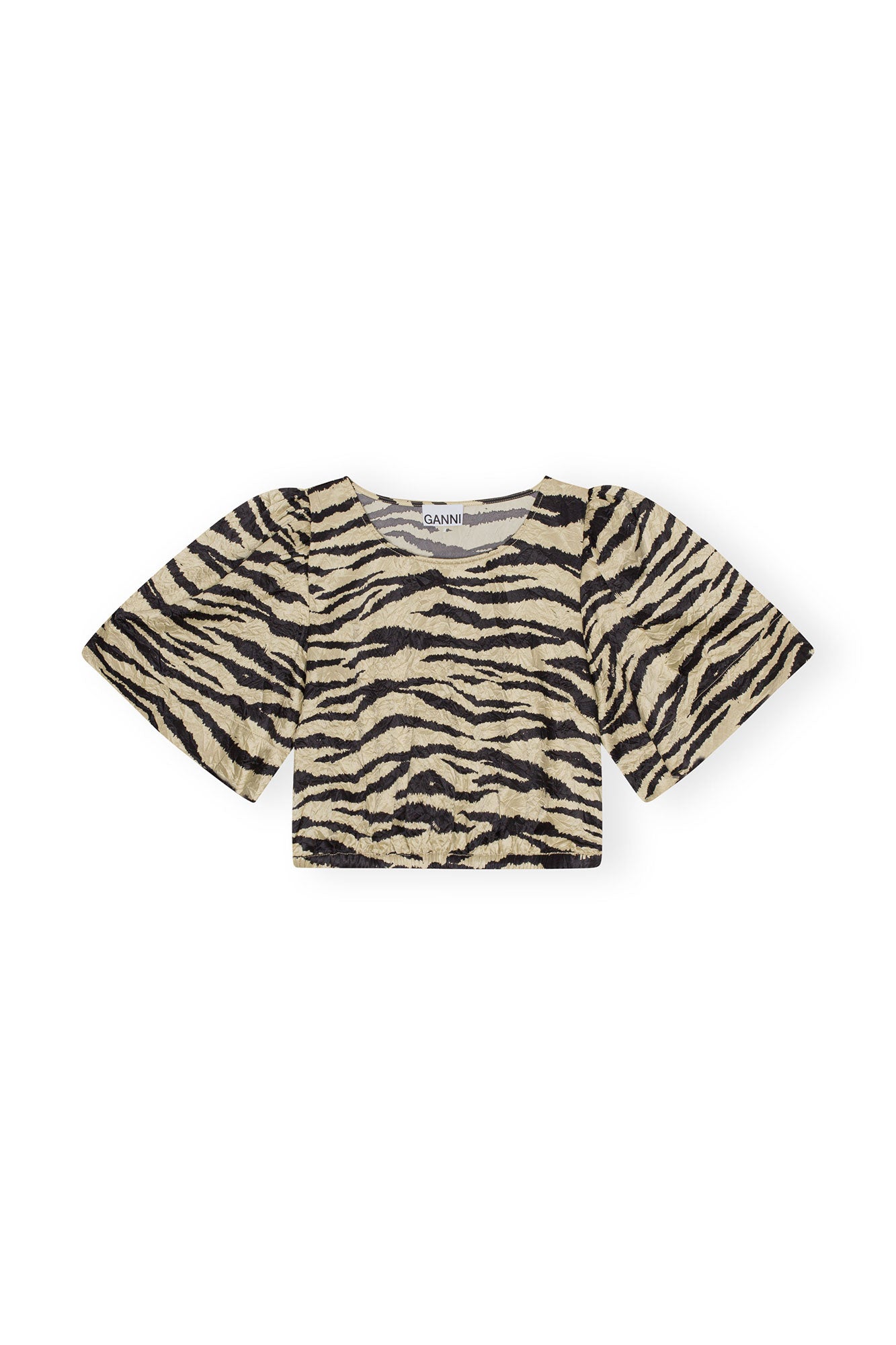 Crinkled Satin Blouse | Pale Khaki