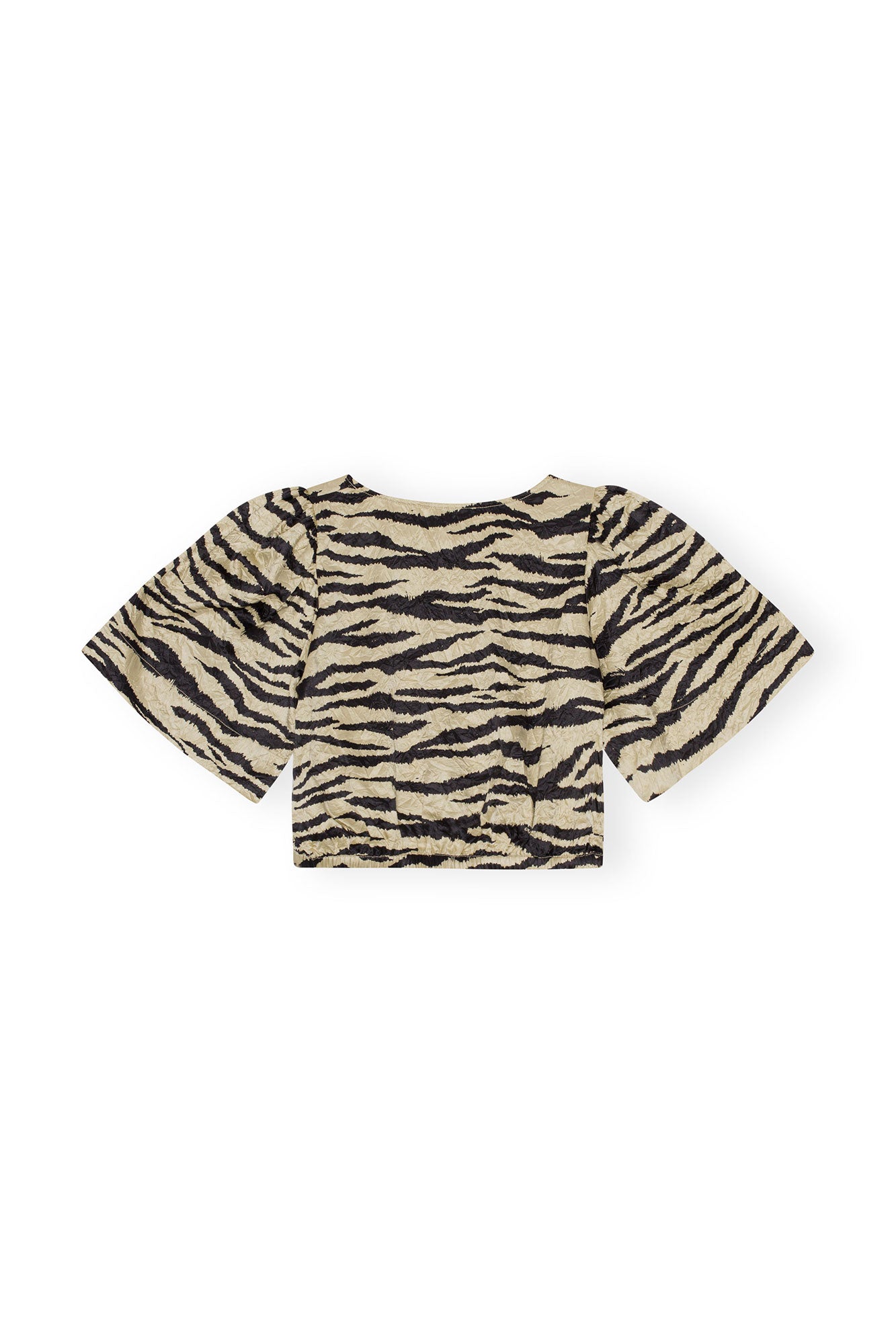 Crinkled Satin Blouse | Pale Khaki