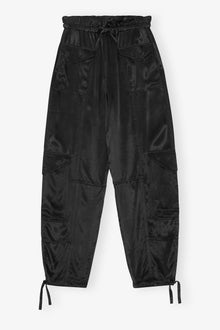 Washed Satin Pocket Pants | Black